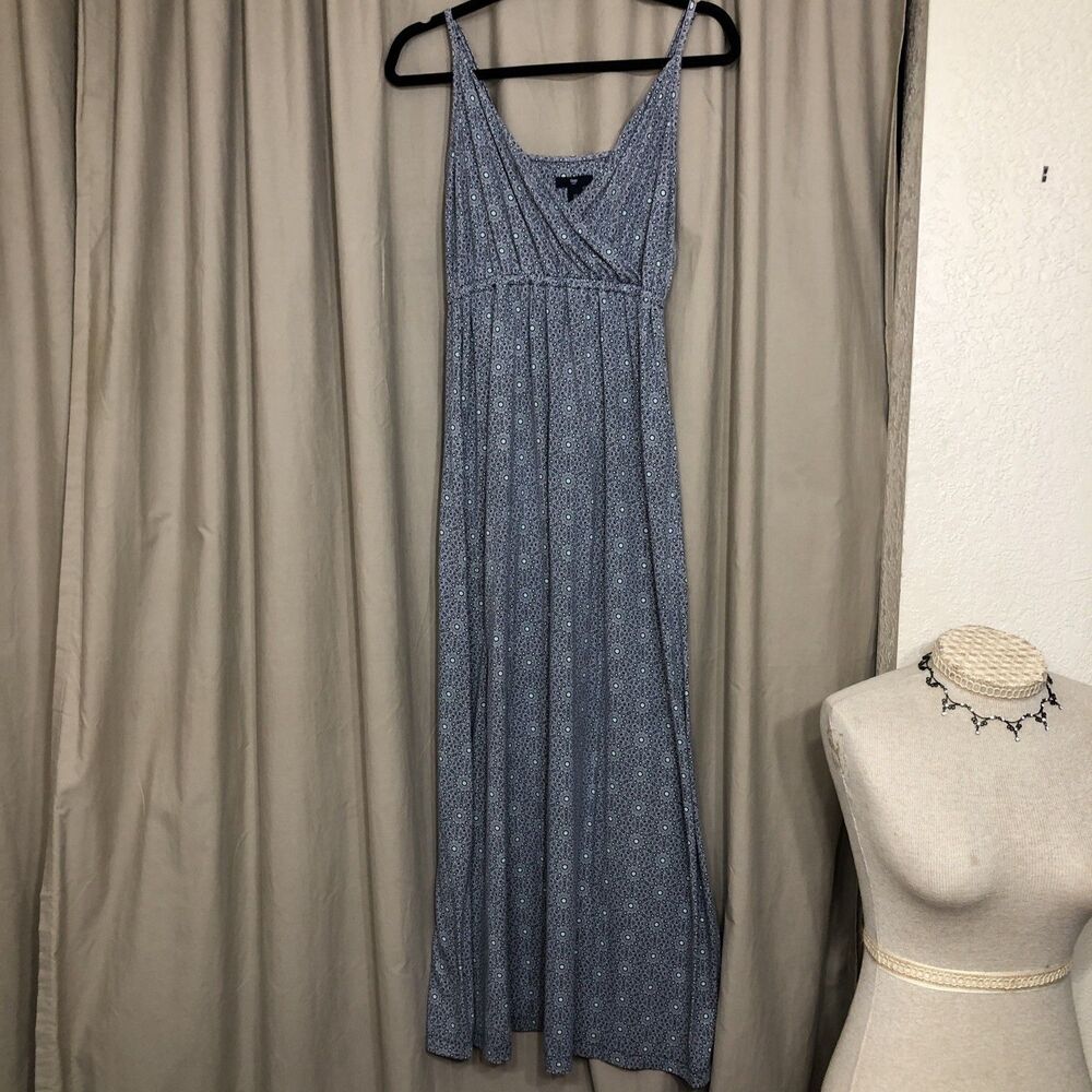 Gap Striped Maxi Dress Womens S Blue Abstract Floral Spaghetti Strap Babydoll